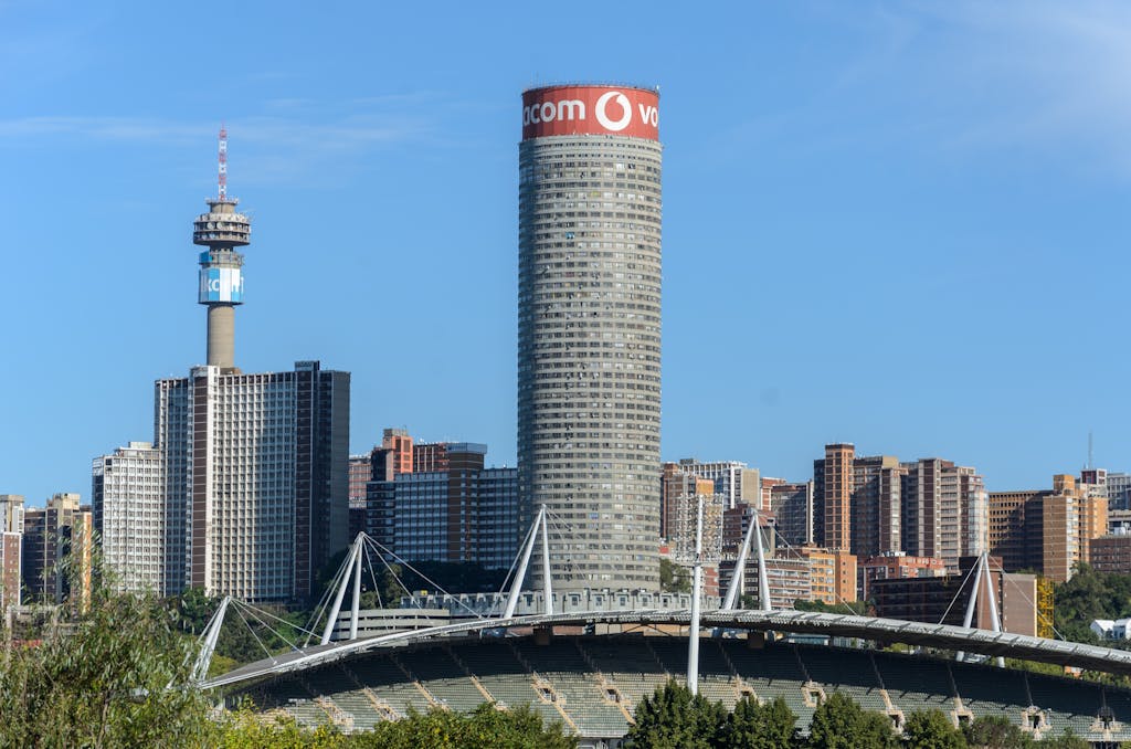 City Buildings with View of the Ponte City Apartments in Johannesburg, South Africa